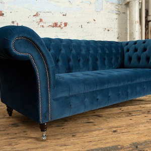 Handmade 3 Seater Ocean Navy Blue Velvet Chesterfield Sofa - Etsy