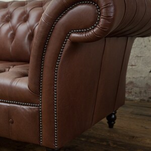 Handmade 3 Seater Vintage Hazel Brown Leather Chesterfield Sofa - Etsy UK