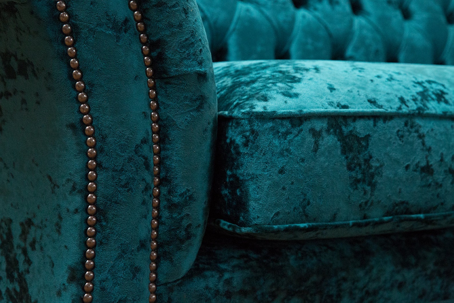 British Handmade 3 Seater Dark Teal Crushed Velvet Chesterfield Sofa - Etsy