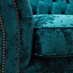British Handmade 3 Seater Dark Teal Crushed Velvet Chesterfield Sofa - Etsy