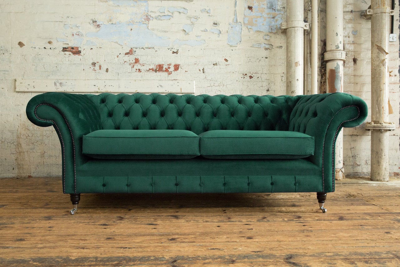British Handmade 3 Seater Emerald Green Velvet Fabric Chesterfield Sofa -  Etsy, image size:1280x853
