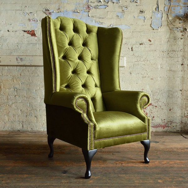 Green Velvet Chair Etsy UK