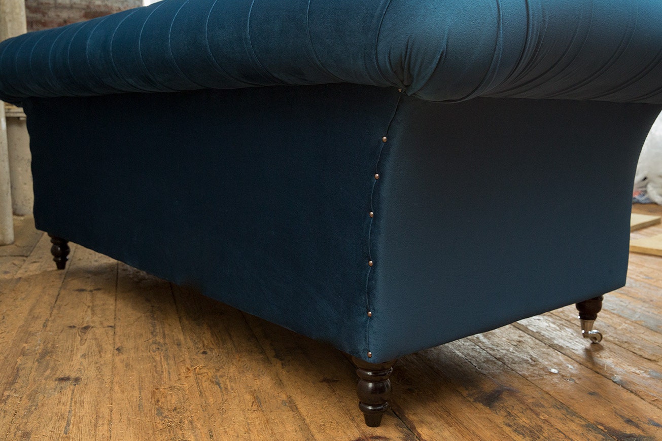 Handmade 3 Seater Ocean Navy Blue Velvet Chesterfield Sofa - Etsy UK