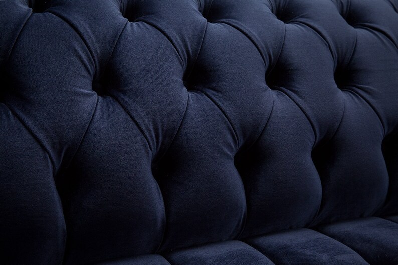British Handmade Ink Blue Velvet 3 Seater Chesterfield Sofa - Etsy UK