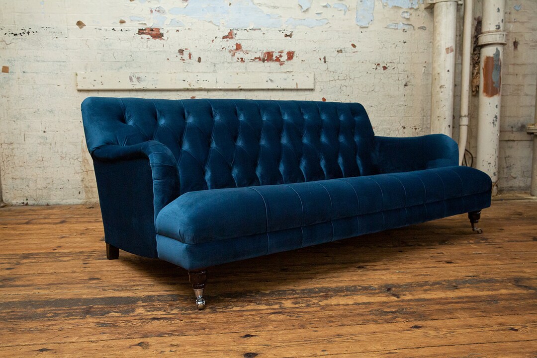 Handmade 3 Seater Ocean Navy Blue Velvet Chesterfield Sofa - Etsy UK