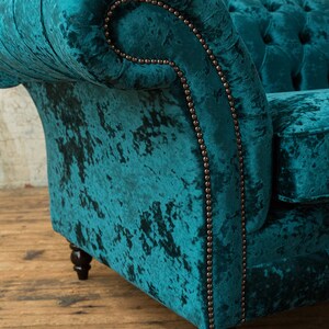 British Handmade 3 Seater Dark Teal Crushed Velvet Chesterfield Sofa - Etsy