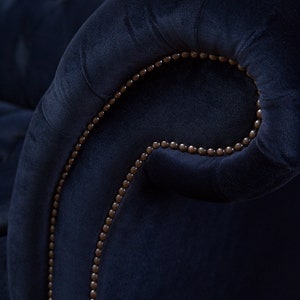 British Handmade Ink Blue Velvet 3 Seater Chesterfield Sofa - Etsy UK