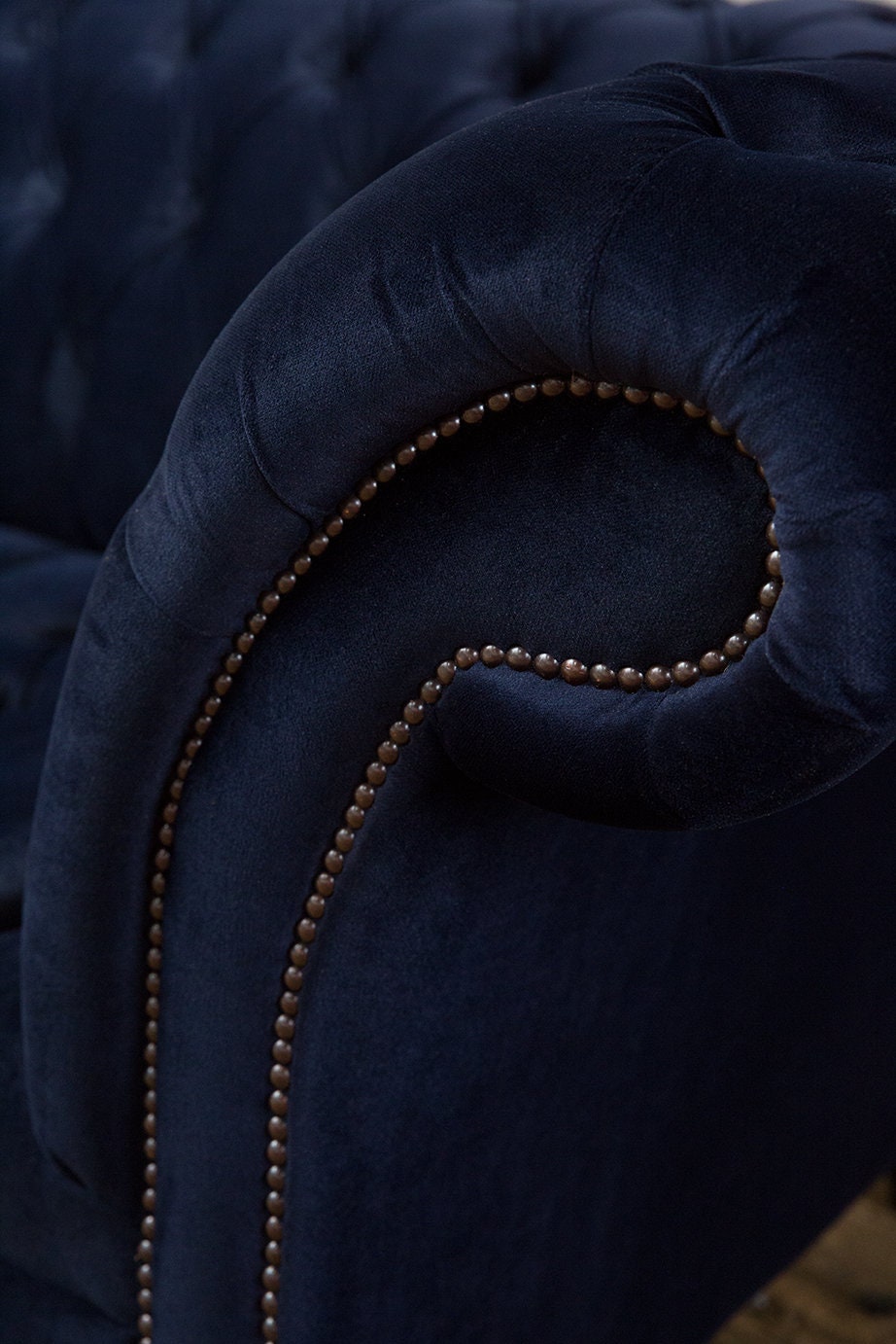 British Handmade Ink Blue Velvet 3 Seater Chesterfield Sofa - Etsy UK