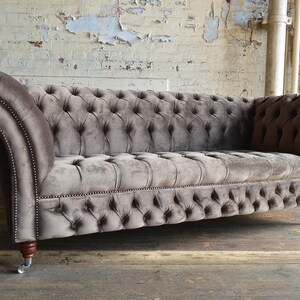 British Handmade Mole Grey Velvet 3 Seater Chesterfield Sofa - Etsy UK