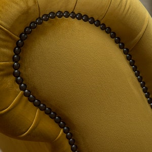 Mustard Velvet Fabric Chesterfield Chaise Lounge Chair, British Handmade image 6
