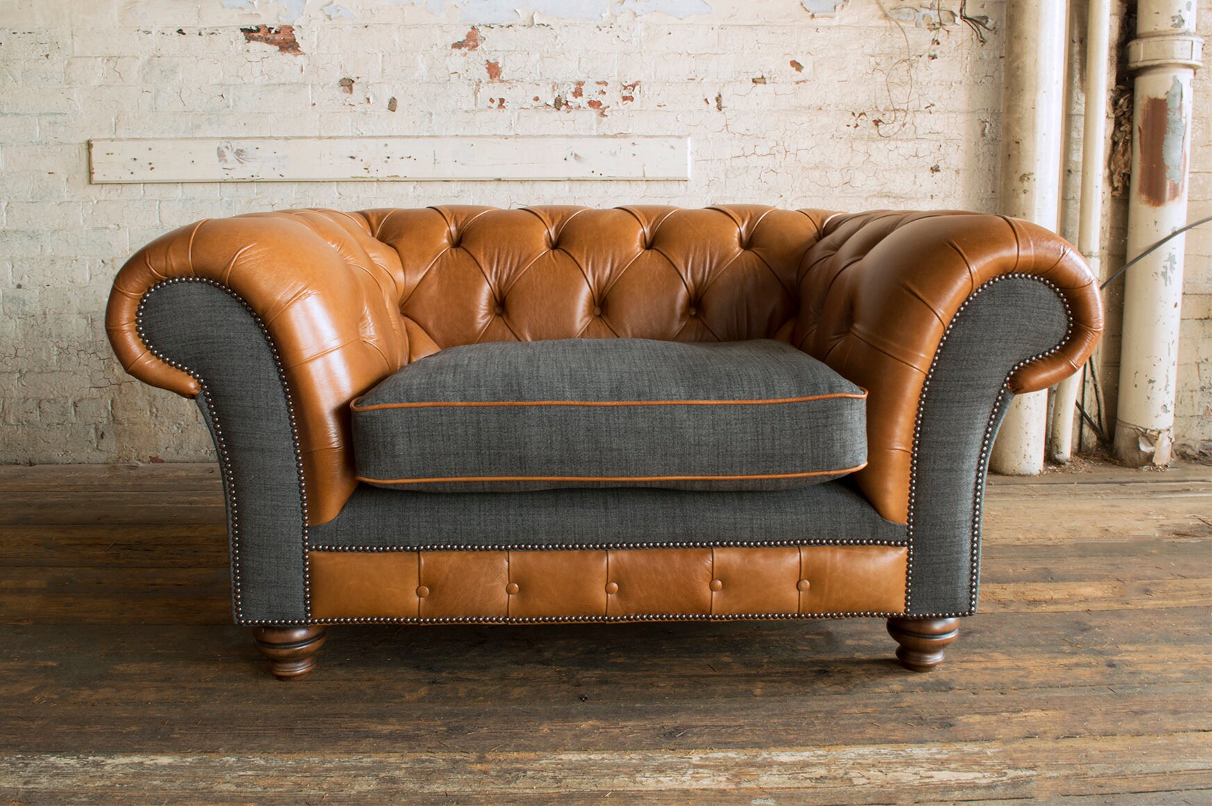 Brown leather clearance snuggle chair