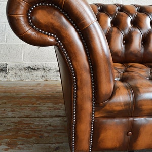 Handmade 3 Seater Antique Tan Leather Chesterfield Sofa, Couch, Settee Other Colours image 5