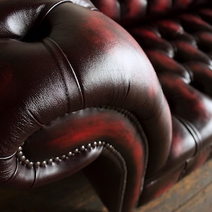 Handmade Traditional 3 Seater Antique Red Leather Chesterfield Sofa ...