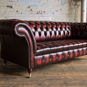 Handmade Traditional 3 Seater Antique Red Leather Chesterfield Sofa - Etsy