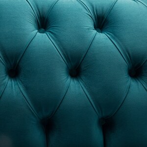 British Handmade 3 Seater Teal Blue Velvet Chesterfield Sofa - Split ...