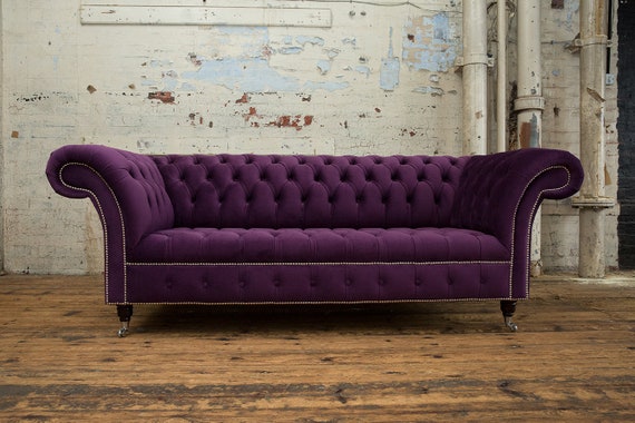 Purple chesterfield on sale