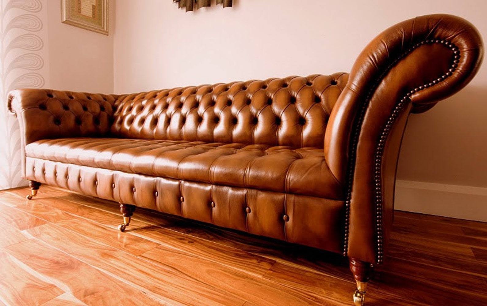 4 Seater Antique Tan Leather Chesterfield Sofa, British Handmade - Etsy UK