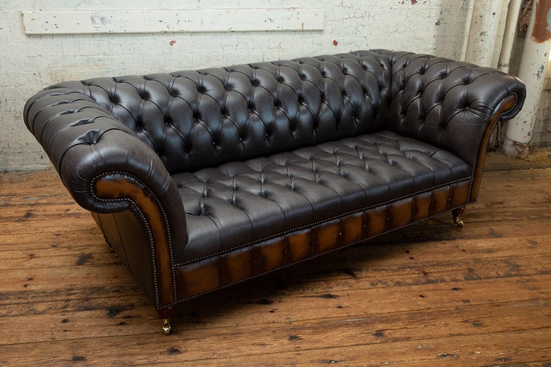 Handmade 3 Seater Vintage Grey With Antique Tan Leather - Etsy
