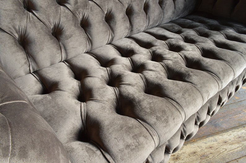 British Handmade Mole Grey Velvet 3 Seater Chesterfield Sofa - Etsy UK