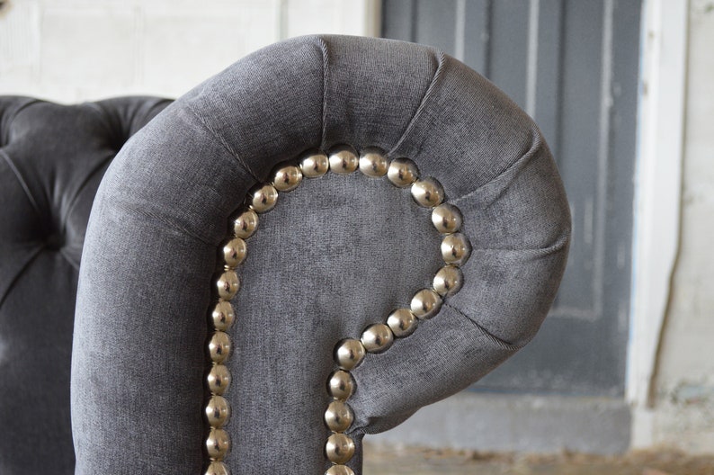 British Handmade Grey Velvet 3 Seater Chesterfield Sofa - Etsy