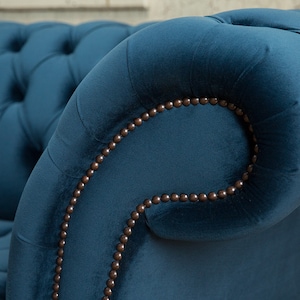 Handmade 3 Seater Ocean Navy Blue Velvet Chesterfield Sofa - Etsy
