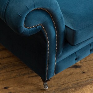British Handmade 3 Seater Ocean Navy Blue Velvet Fabric Chesterfield ...