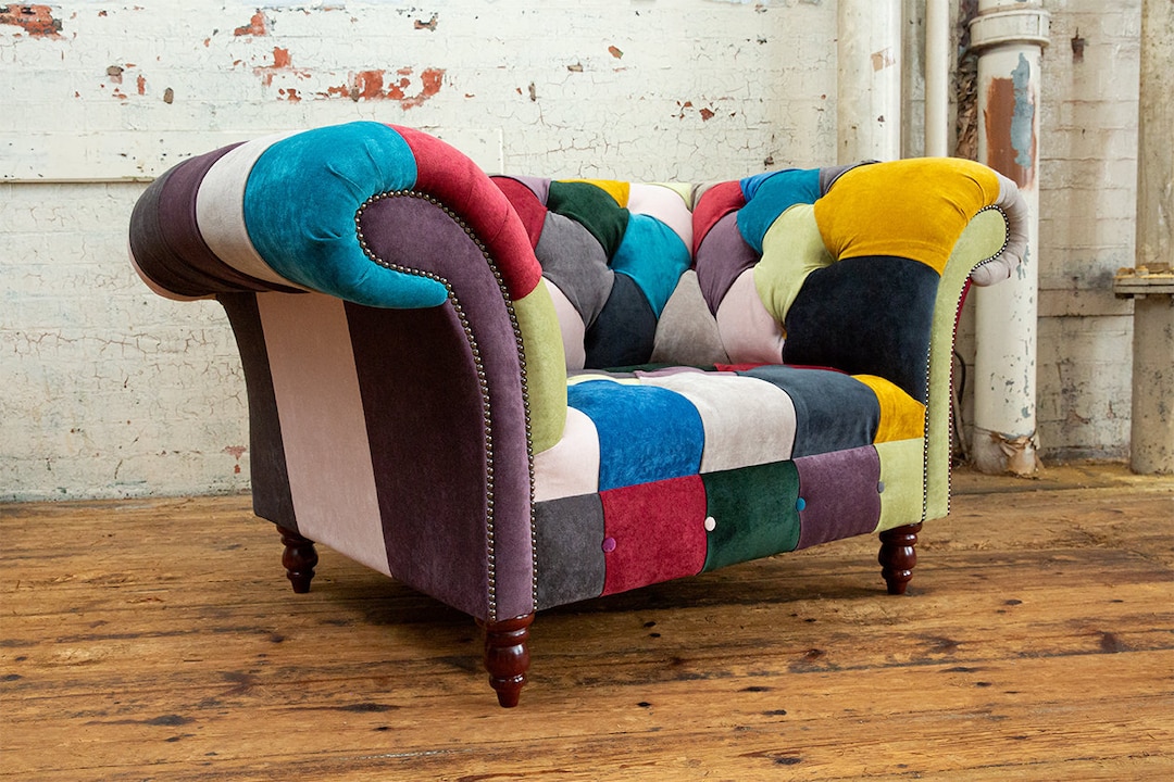Unique British Handmade Seater Patchwork Chesterfield Armchair