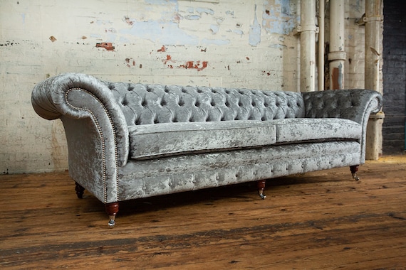 Crushed clearance velvet chesterfield
