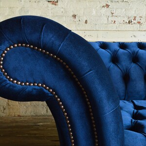 British Handmade 3 Seater Navy Blue Velvet Fabric Chesterfield Sofa - Etsy