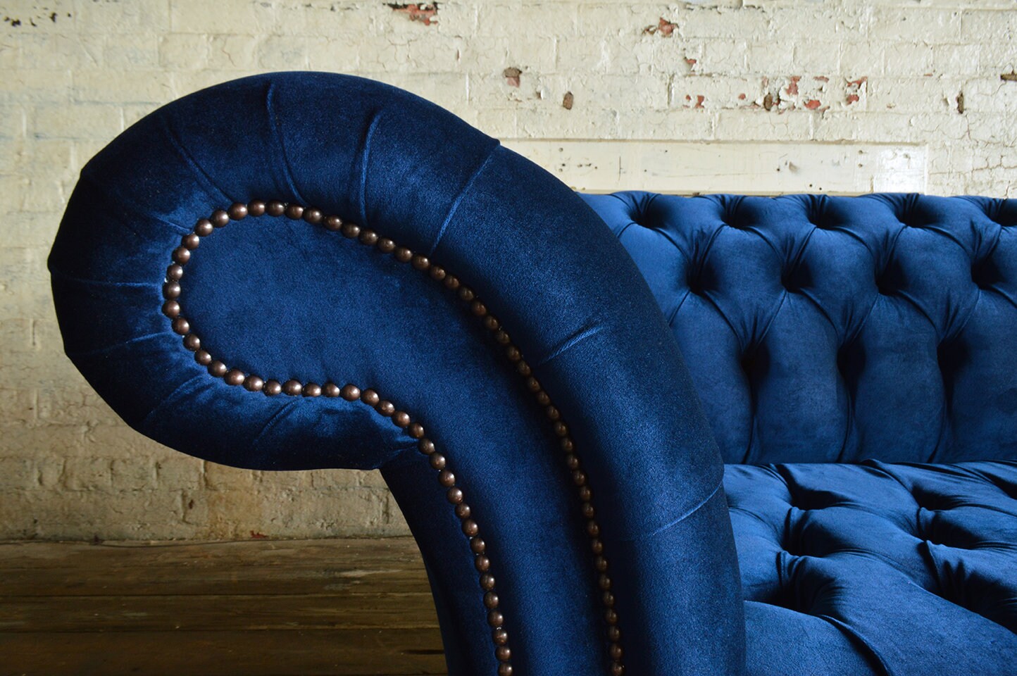 British Handmade 3 Seater Navy Blue Velvet Fabric Chesterfield Sofa - Etsy