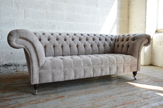 Mink velvet clearance chesterfield sofa