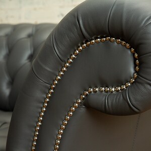 British Handmade 3 Seater Grey Steel Leather Chesterfield Sofa - Etsy UK