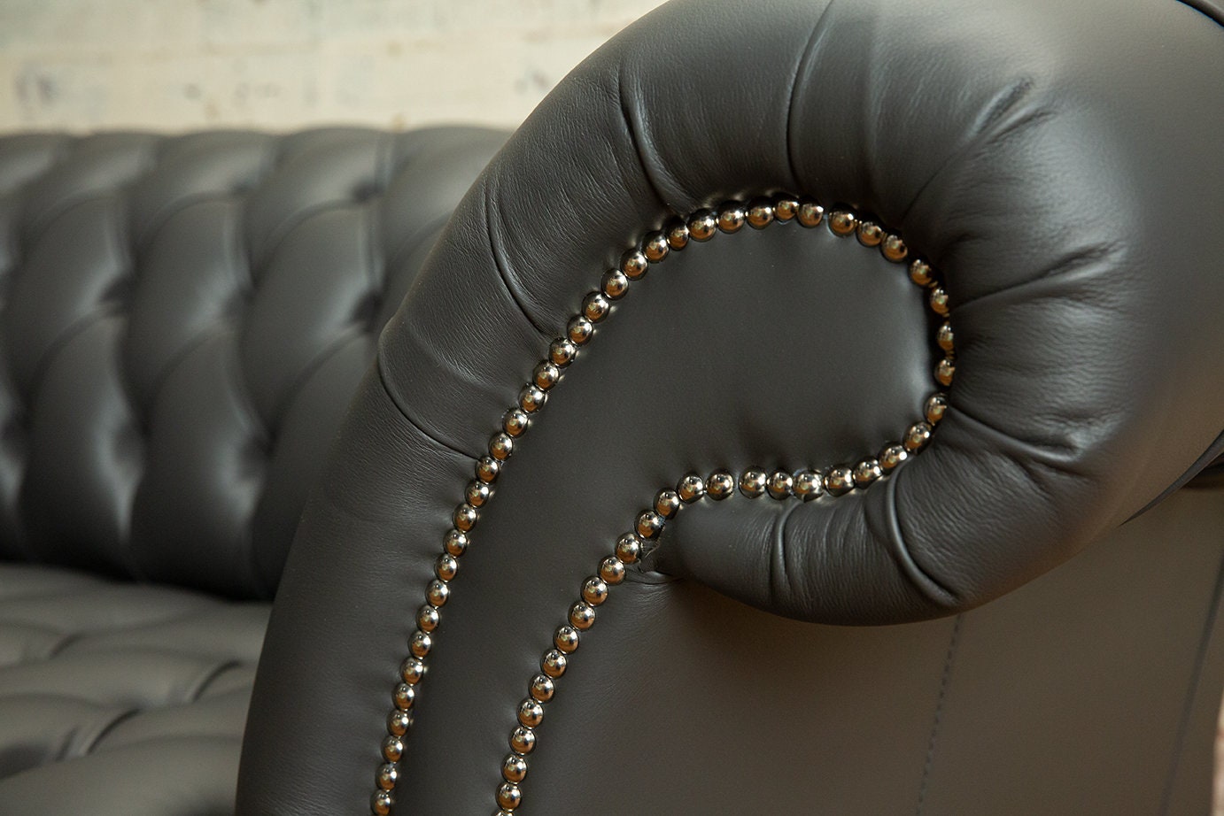 British Handmade 3 Seater Grey Steel Leather Chesterfield Sofa - Etsy UK