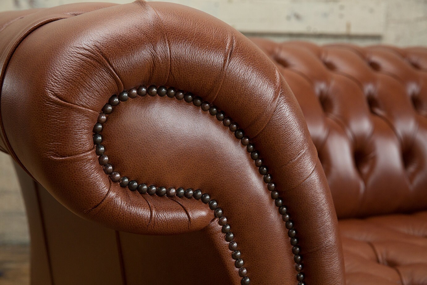 Handmade 3 Seater Vintage Mottled Tan Brown Leather Chesterfield Sofa ...