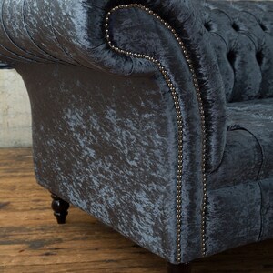 Unique British Handmade Blue Crushed Velvet 3 Seater Chesterfield Sofa ...
