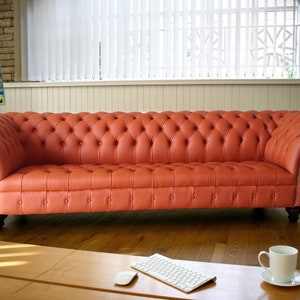 Custom leather cheap sofa orange