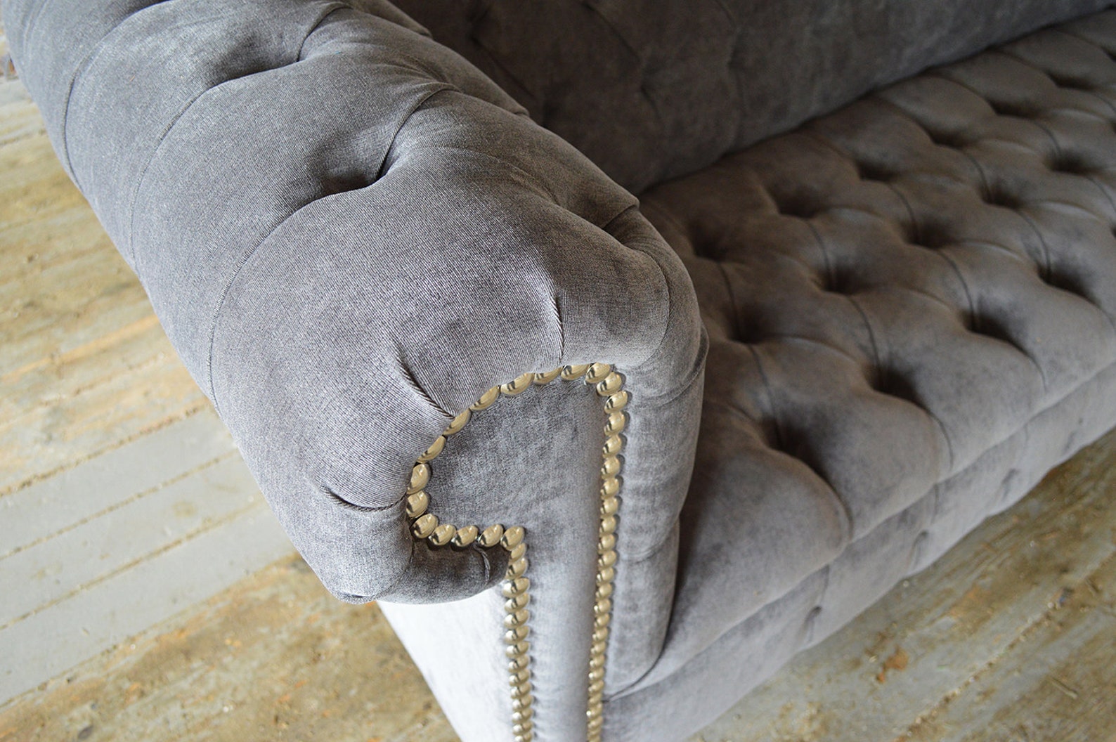 British Handmade Grey Velvet 3 Seater Chesterfield Sofa - Etsy