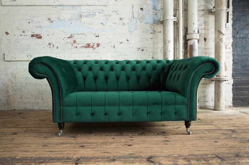 Handmade Emerald Green Velvet 2 Seater Chesterfield Sofa Etsy