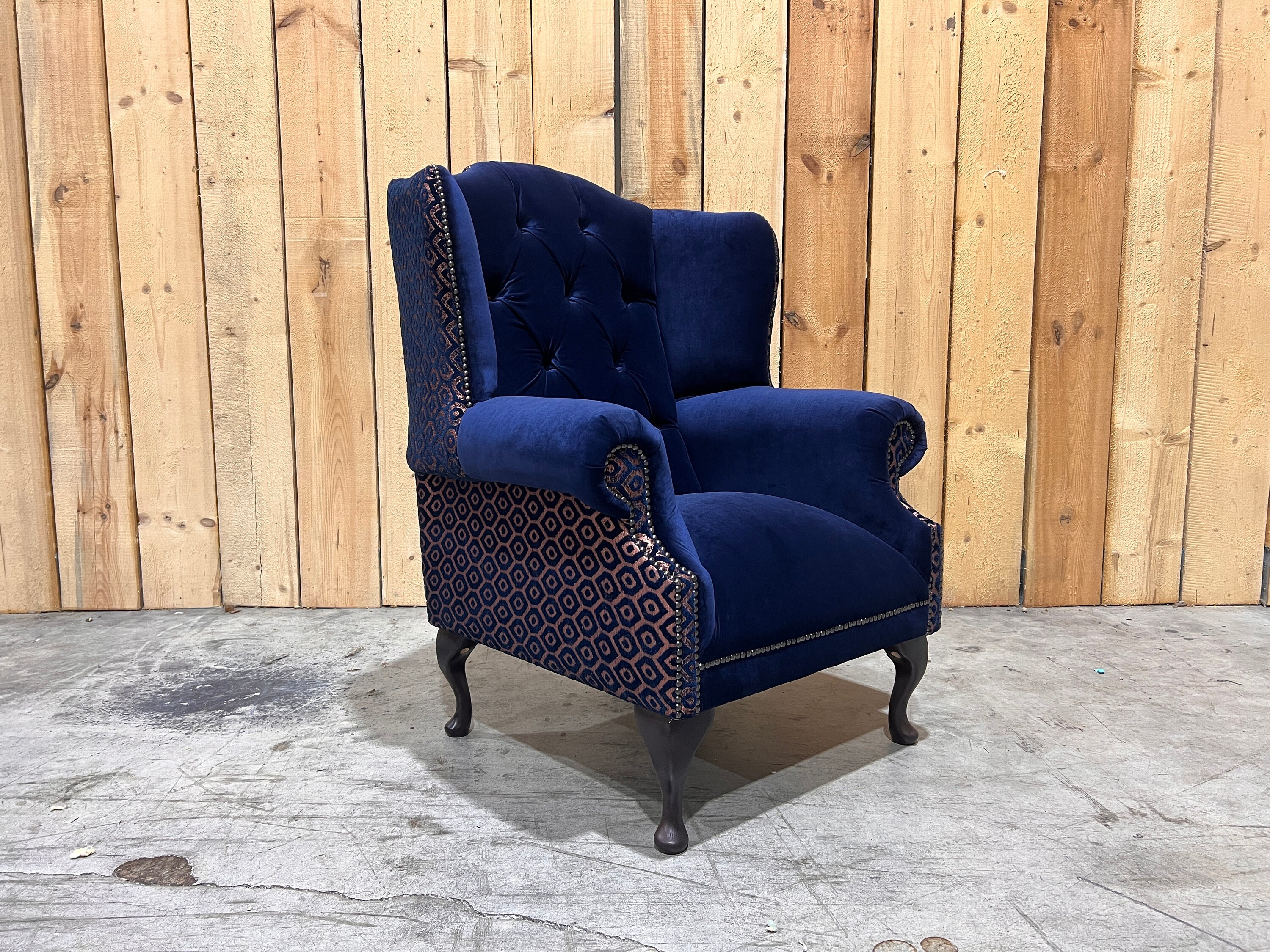 Navy blue wingback accent chair deals
