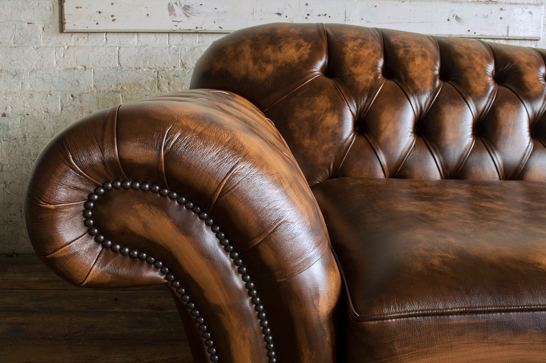 Large Handmade 3 Seater Antique Tan Leather Chesterfield Sofa - Reflex ...