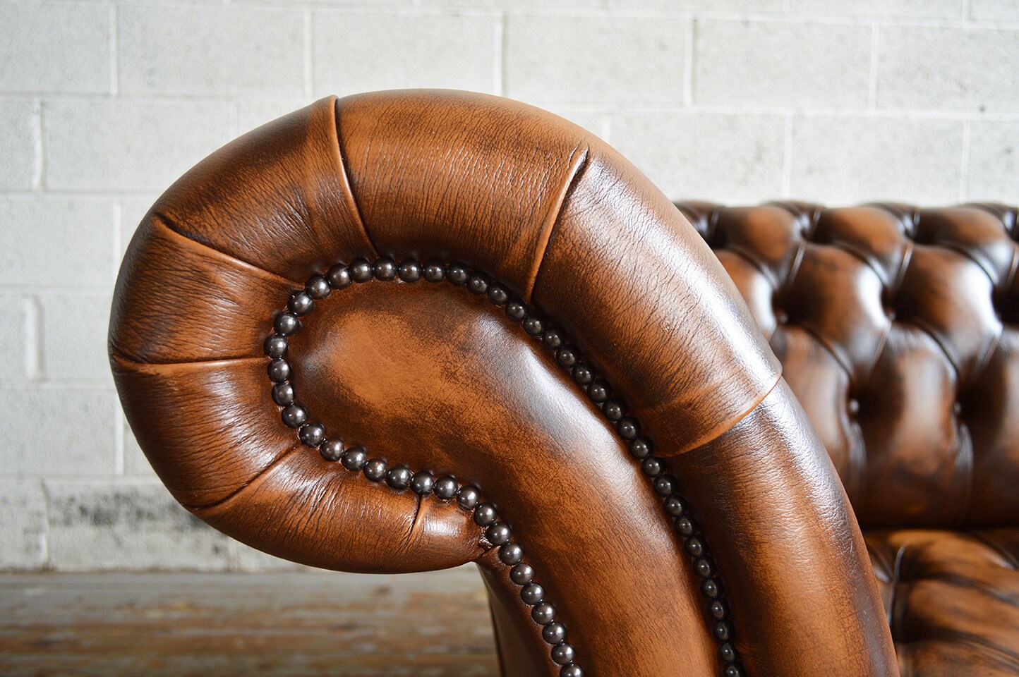 Handmade 3 Seater Antique Tan Leather Chesterfield Sofa, Couch, Settee ...