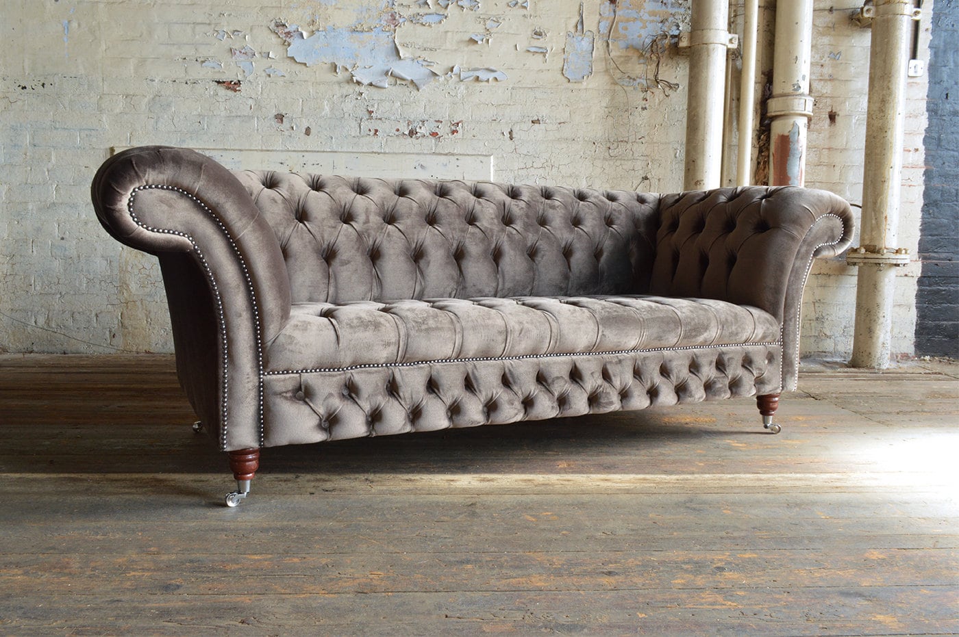 British Handmade Mole Grey Velvet 3 Seater Chesterfield Sofa - Etsy UK