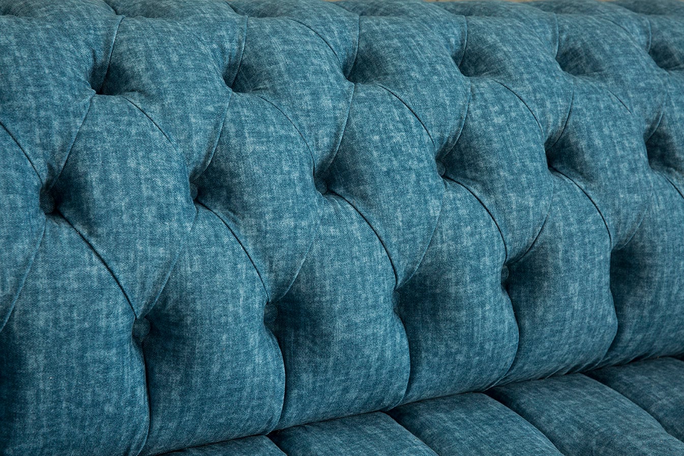 British Handmade Blue Distressed Velvet 3 Seater Chesterfield Sofa ...