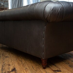 Handmade 3 Seater Vintage Grey With Antique Tan Leather Chesterfield ...