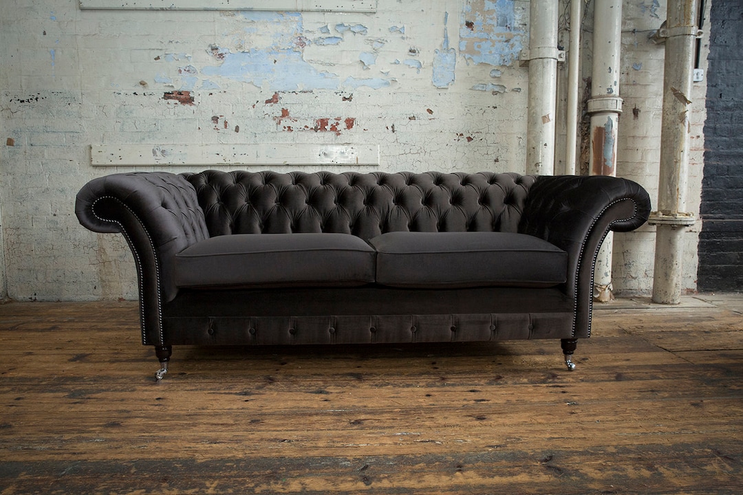 Unique British Handmade Velvet 3 Seater Chesterfield Sofa - Reflex ...