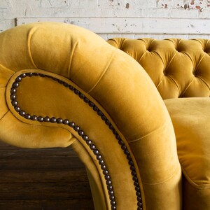 British Handmade 3 Seater Mustard Velvet Fabric Chesterfield Sofa - Etsy