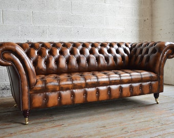 Antique tan cheap chesterfield sofa