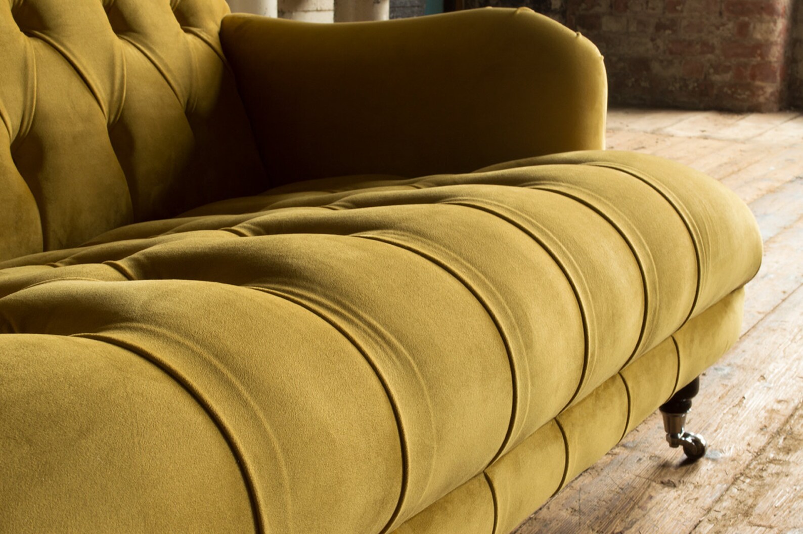 Handmade Low 2 Seater Mustard Velvet Fabric Chesterfield Sofa Etsy