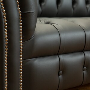British Handmade 3 Seater Grey Steel Leather Chesterfield Sofa - Etsy UK