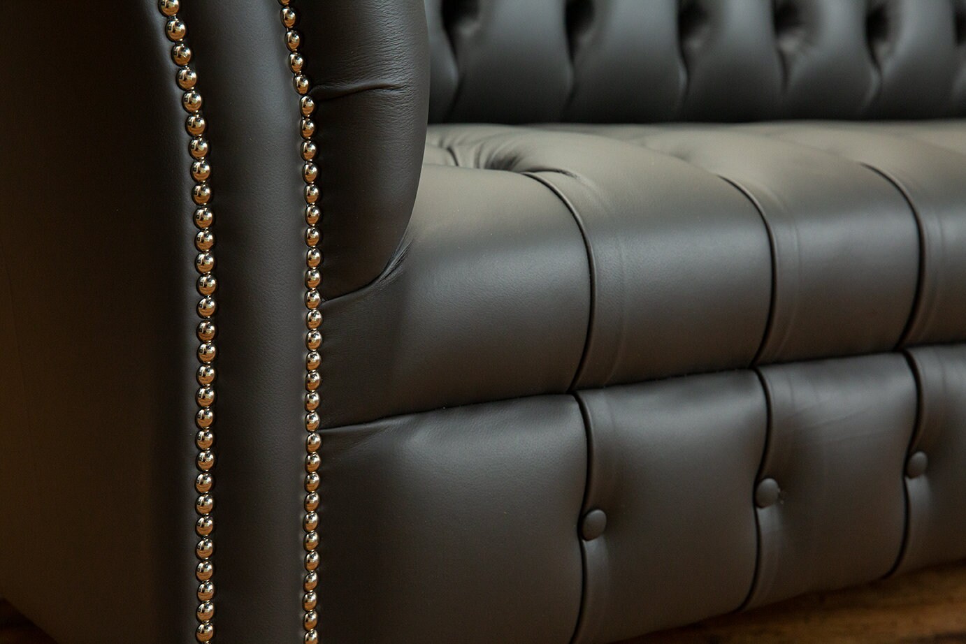 British Handmade 3 Seater Grey Steel Leather Chesterfield Sofa - Etsy UK